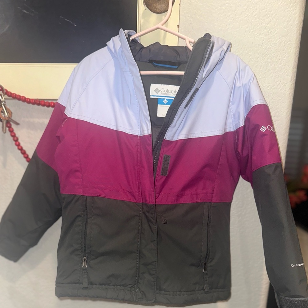 Columbia Kids' Tri-Tone Puffer Jacket - Purple, Black, and White
